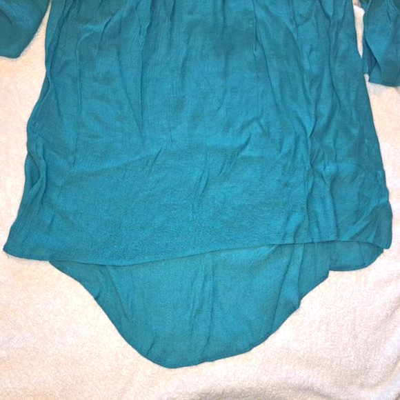 Forgotten Grace Teal Blue Off Shoulder Flowy High Low Blouse Plus Size XXL - Picture 5 of 7